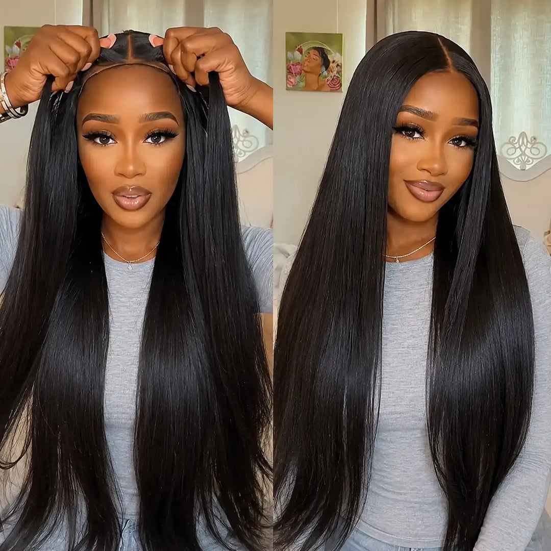 Wear and go glueless straight human hair wig 4x4 5x5 7x5 Pre Cut HD Lace Closure