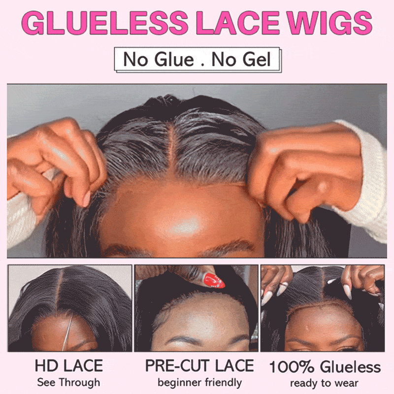 Wear and go straight wig, Chocolate Brown color, Bye Bye Knots HD lace closure