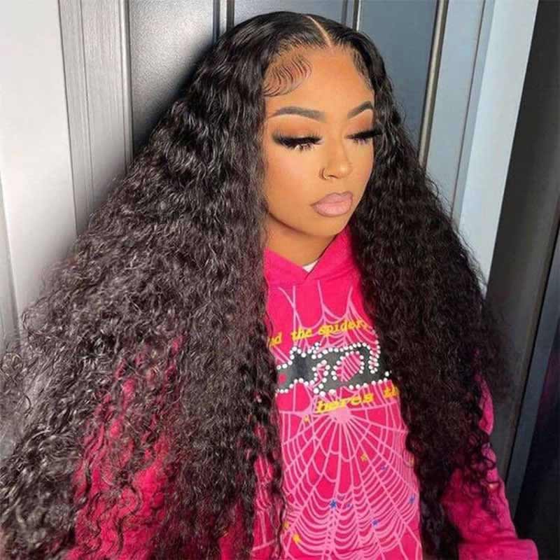 Wet and wavy human hair, Water Wave lace front wig, 4x4 13x4 HD transparent lace