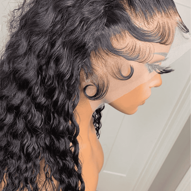 Wet and wavy human hair wig, Water Wave texture, 13x4 HD transparent lace closure