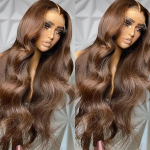 ALIGLOSSY chocolate brown body wave glueless wig installed look with pre plucked hairline