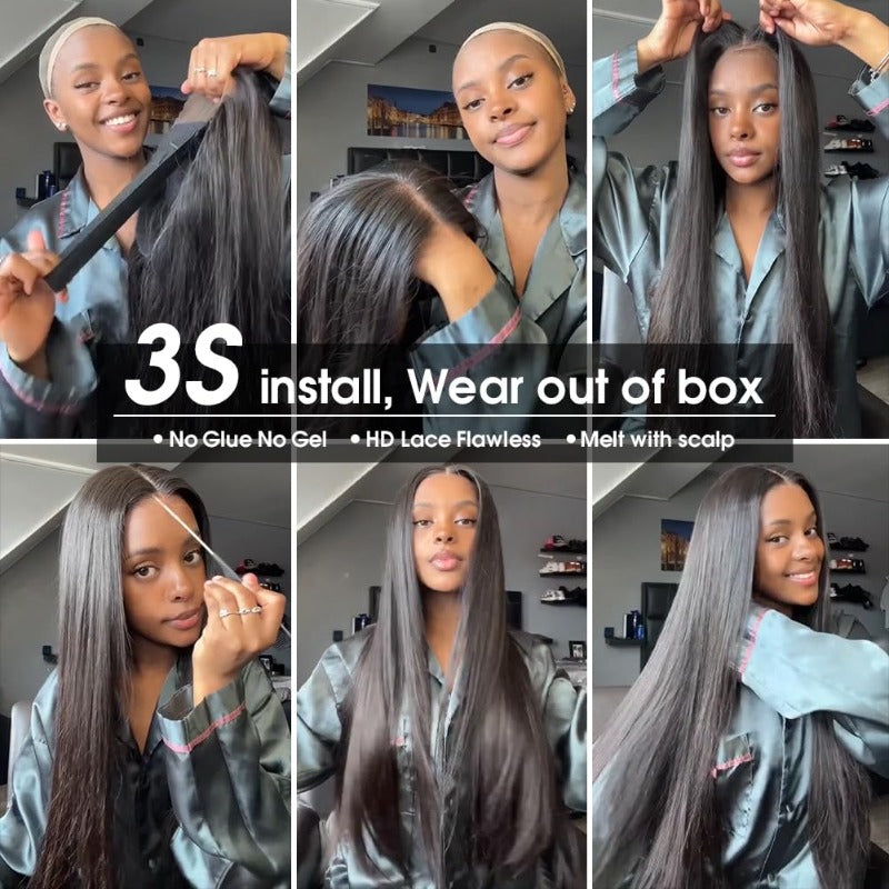 ALIGLOSSY Glueless Straight Wig (180% Density) - Beginner Friendly & Ready-to-Wear
