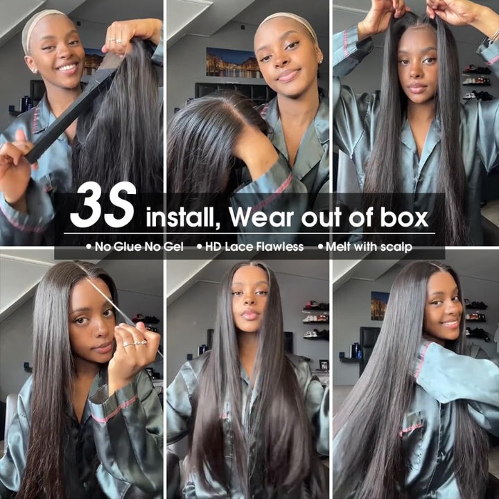 ALIGLOSSY Glueless Straight Wig (180% Density) - Beginner Friendly & Ready-to-Wear