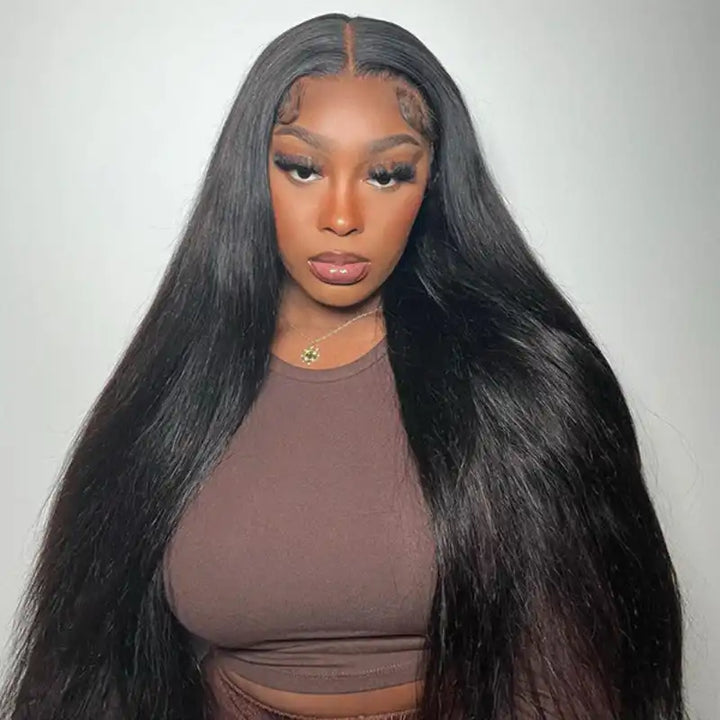 Wear and go glueless straight wig, pre-plucked natural hairline human hair for daily use