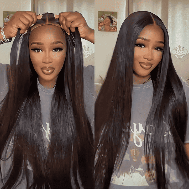 ALIGLOSSY Glueless Straight Wig (180% Density) - Beginner Friendly & Ready-to-Wear