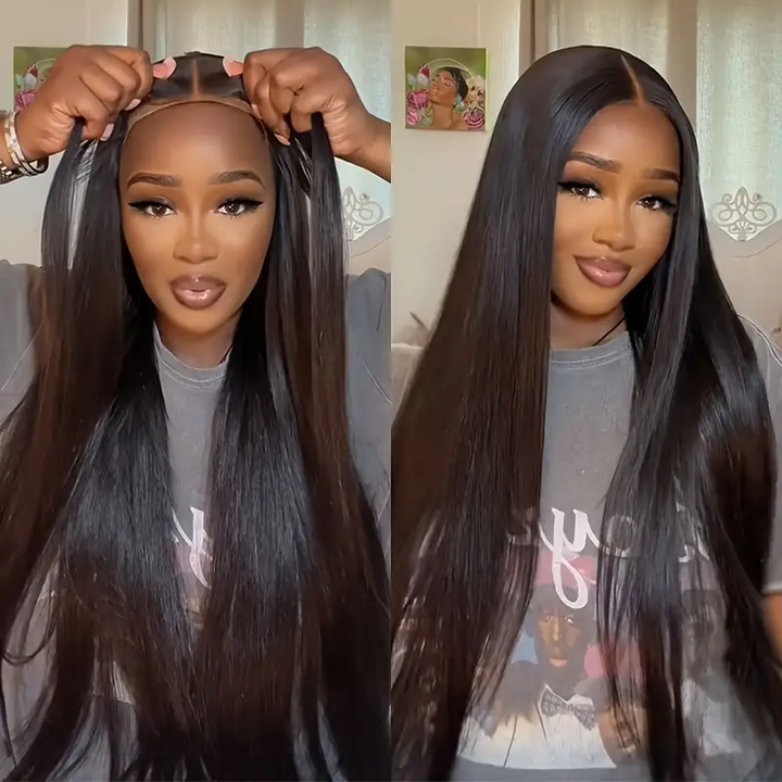 ALIGLOSSY Glueless Straight Wig (180% Density) - Beginner Friendly & Ready-to-Wear