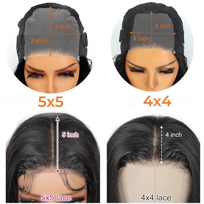 AliGlossy Glueless Deep Wave Wig - Pre-Cut 4x4/5x5 HD Lace Closure Human Hair Wig for Beginners 180 Density