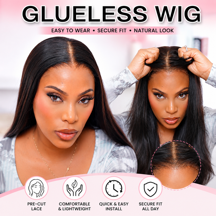 ALIGLOSSY Pre Cut Wear And Go Glueless Straight Lace Front Wigs Pre Plucked 4x4 5x5 HD Transparent Lace Closure Wigs Beginner Friendly