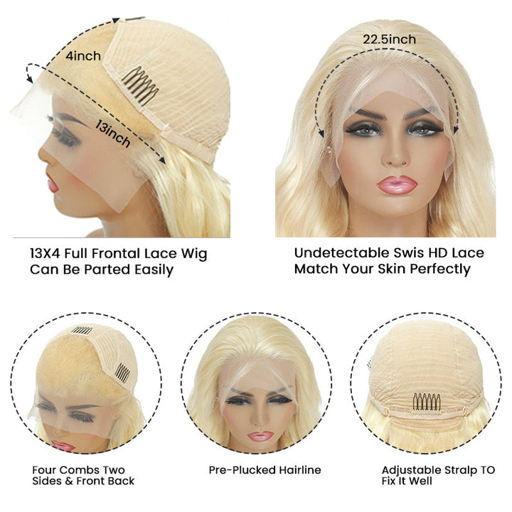 Aliglossy 250 300 Density Brazilian 13x4 HD Lace Front Body Wave Wig - Two Tone Ombre Platinum Blonde Rose Pink & Red Human Hair Wigs