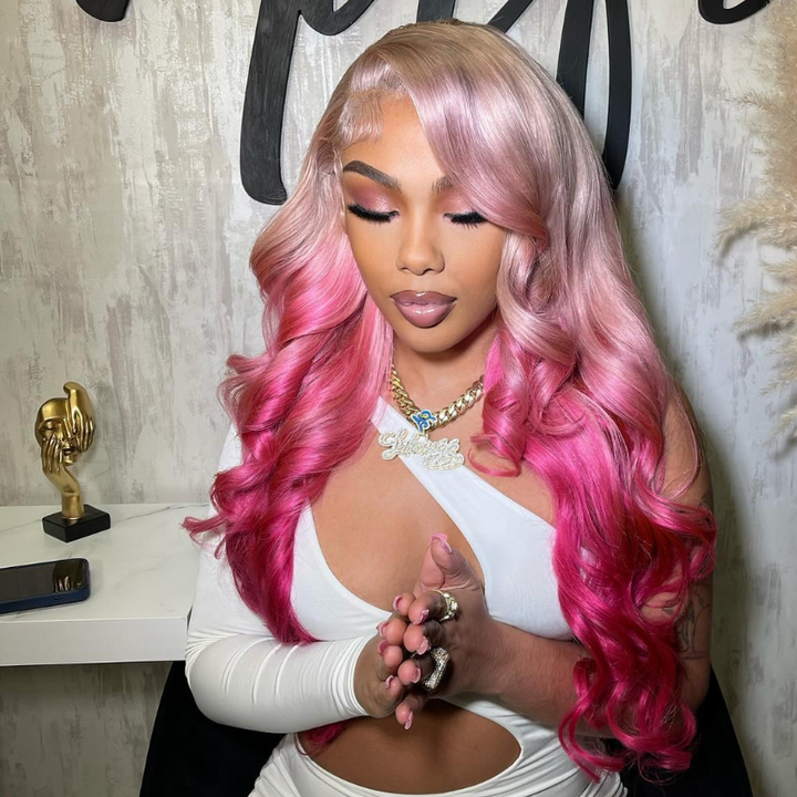 pink human hair wig