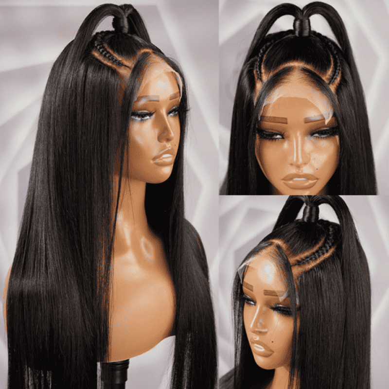 250% Density Pre-styled Half Up Half Down 13x4 Lace Frontal Hair Wigs ...