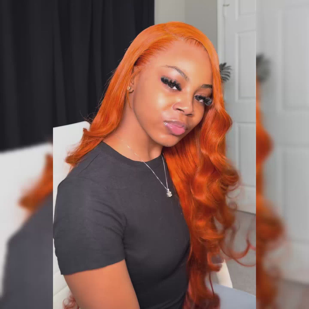 ALIGLOSSY 13x4 Ginger Brazilian Straight Human Hair Lace Front Wig