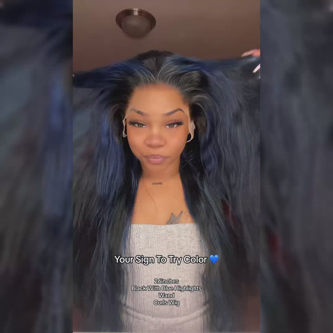Aliglossy Blue Highlight Loose Deep Wave Human Hair Wig Install Review