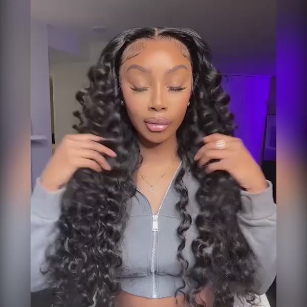 ALIGLOSSY 13 by 4 13 by 6 Lace Frontal Wand Curls Loose Deep Wave Human Hair Wig