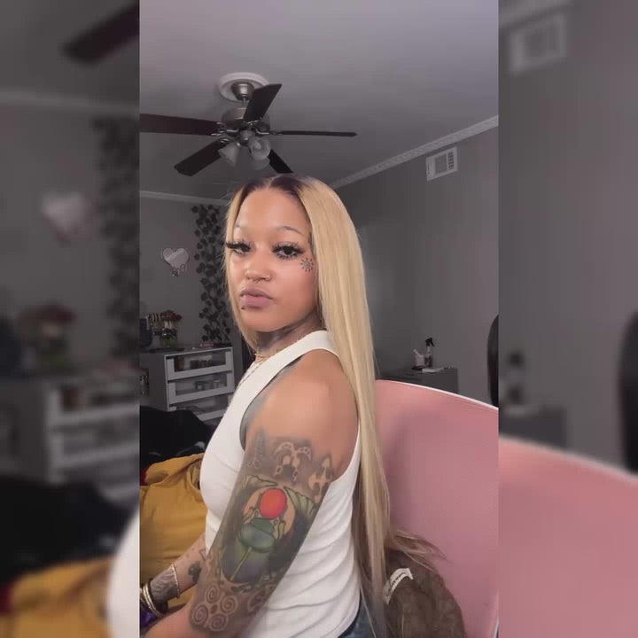 Balayage Blonde Highlight Human Hair Wig Body Wave Texture Close Up