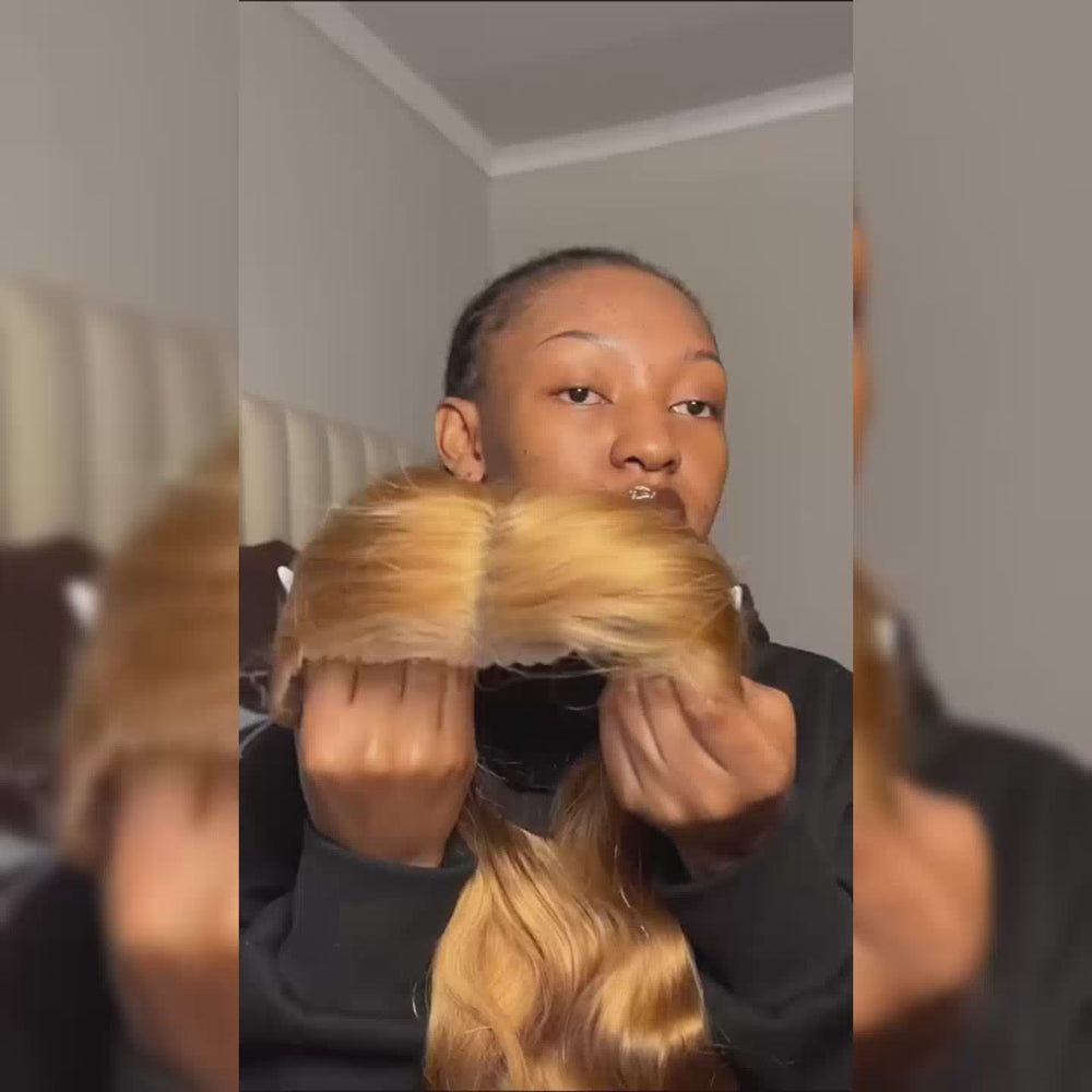 Honey Blonde Glueless Body Wave Human Hair Wig