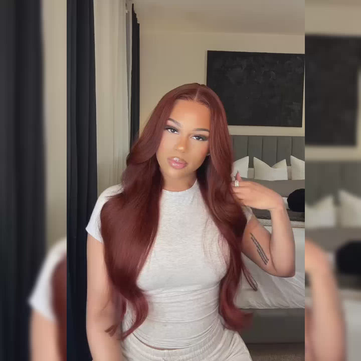 Wear Go Glueless Reddish Brown Body Wave Human Hair Wig 2