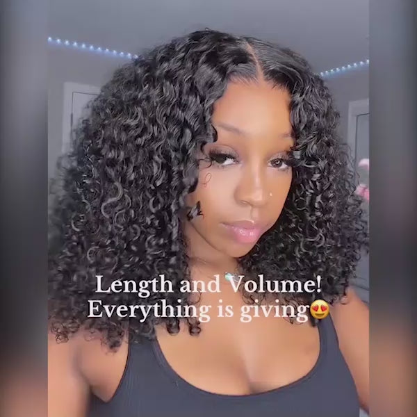 Wear Go Glueless Short Bob Kinky Curly Human Hair Wig 200% Density