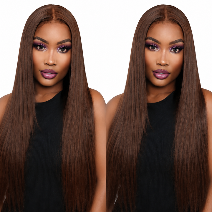 Wear Go Glueless Human Hair Wig Chocolate Brown Straight Hair Texture