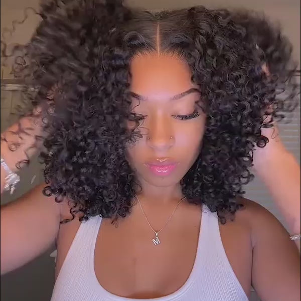 Wear Go Glueless Short Bob Kinky Curly Human Hair Wig 200% Density Beginner Friendly Video Preview