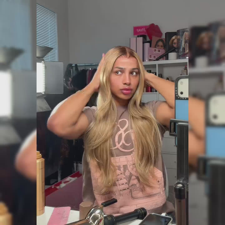 Balayage Blonde Highlight Body Wave Human Hair Wig 13x6 HD Lace Front