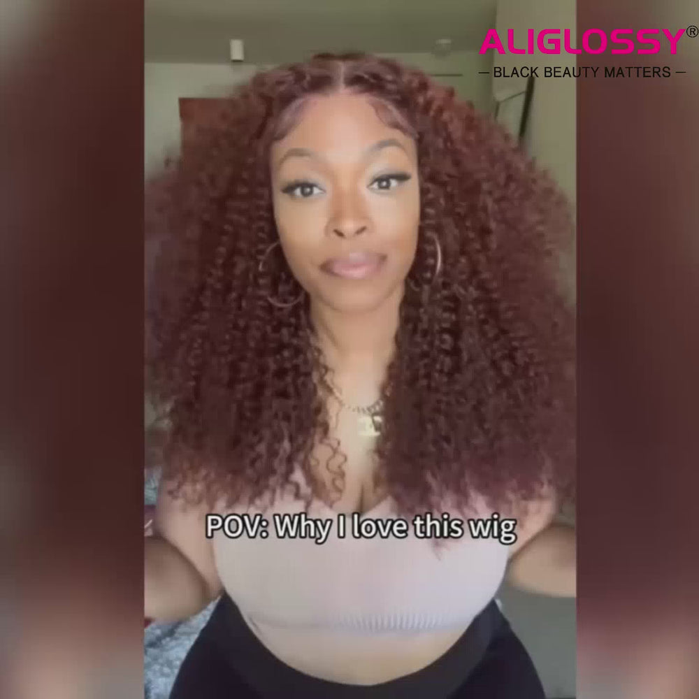 Glueless reddish Brown Curly Wig For Beginners