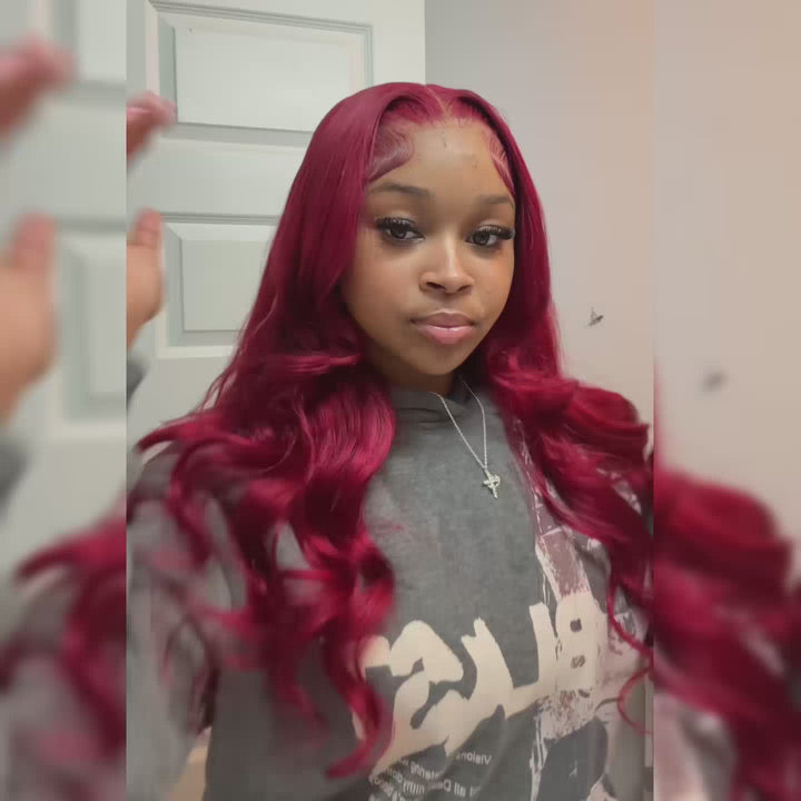 Glueless 99J Body Wave Human Hair Wig 4x4 5x5 HD Lace