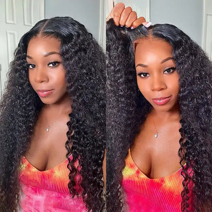 Glueless Deep Wave Pre Cut HD Transaparent Lace Human Hair Wigs