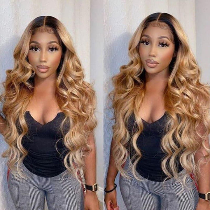 180% high density Body Wave wig, 1B27/1B30 ombre, 13x6 HD lace front