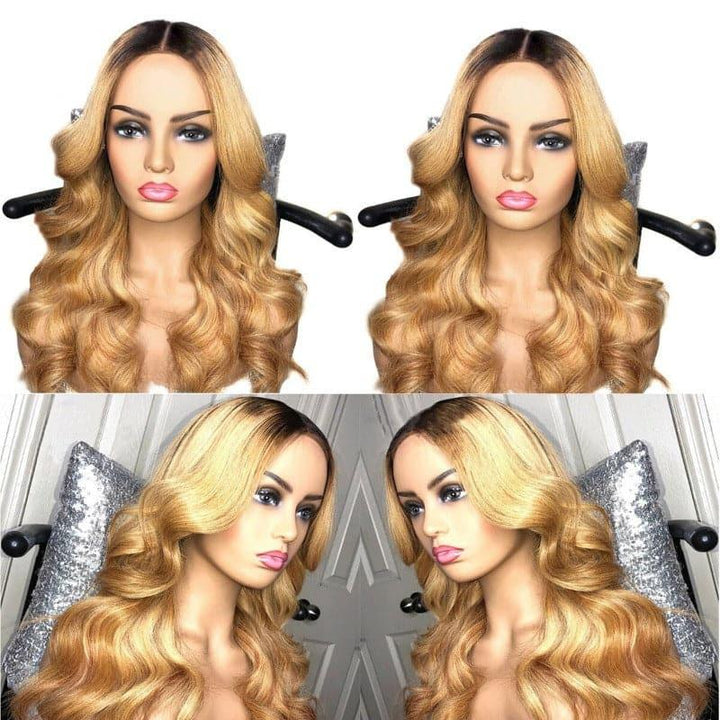Ombre 1B27 1B30 Body Wave 13x6 HD lace front wig, 180% density